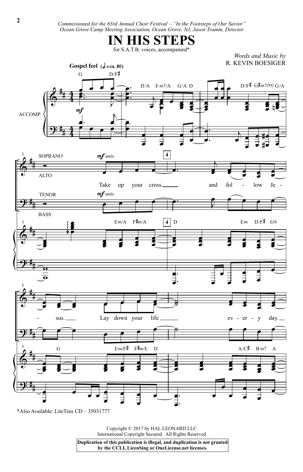 R. Kevin Boesiger In His Steps Sheet Music Notes & Chords for SATB - Download or Print PDF