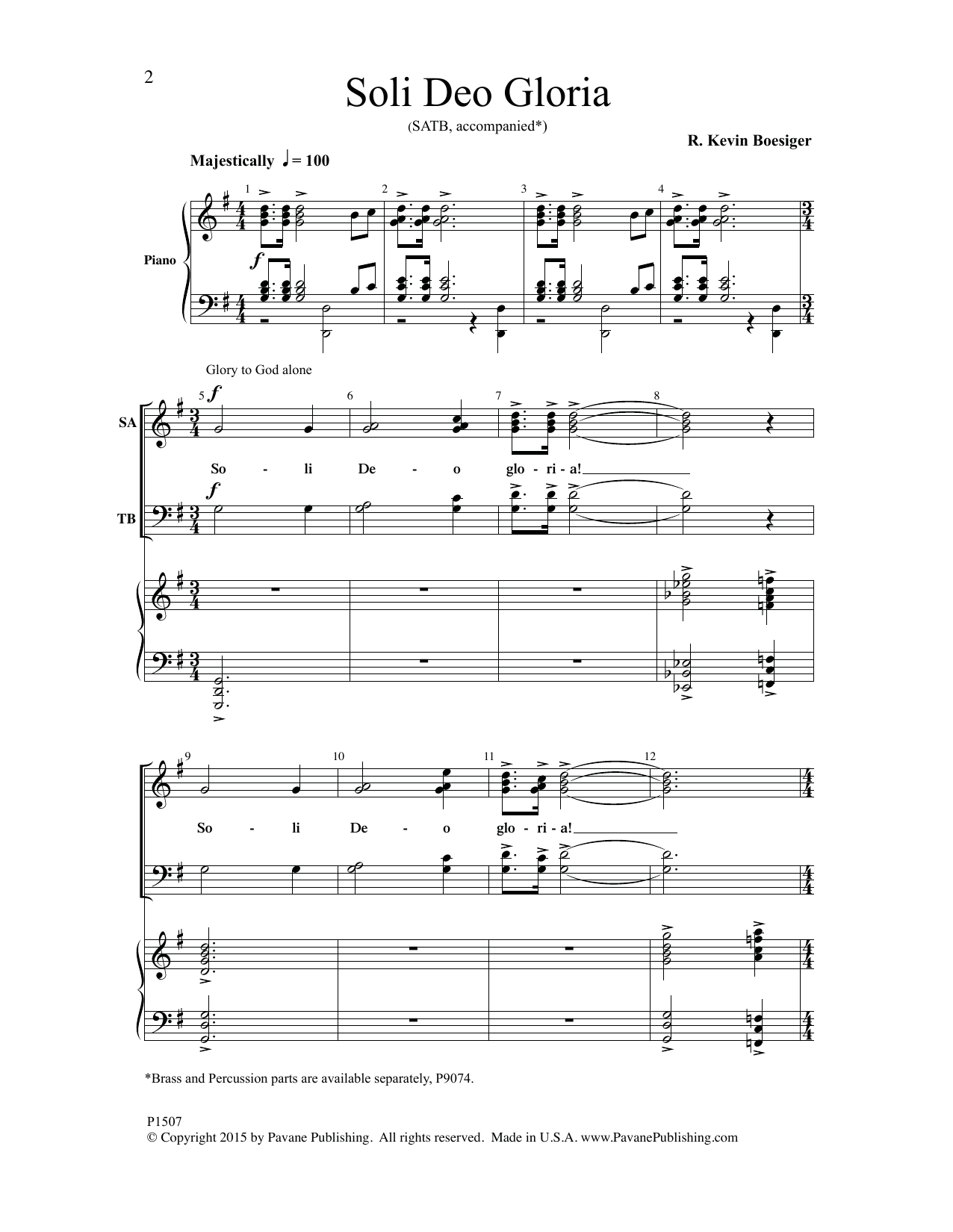 R. Kevin Boesiger Soli Deo Gloria Sheet Music Notes & Chords for Choral - Download or Print PDF