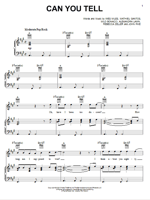 Ra Ra Riot Can You Tell Sheet Music Notes & Chords for Piano, Vocal & Guitar (Right-Hand Melody) - Download or Print PDF