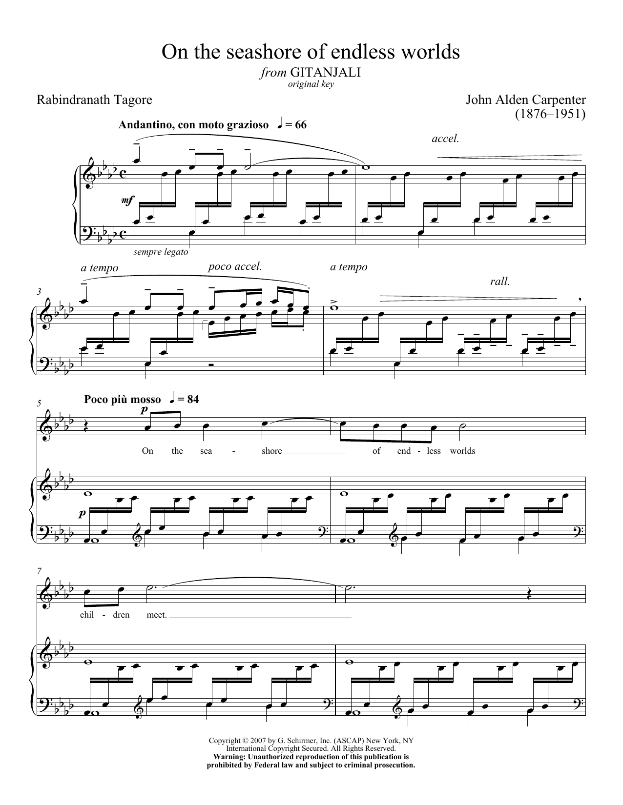Rabindranath Tagore On The Seashore Of Endless Worlds Sheet Music Notes & Chords for Piano & Vocal - Download or Print PDF Rabindranath Tagore On The Seashore Of Endless Worlds Sheet Music Notes & Chords for Piano & Vocal - Download or Print PDF