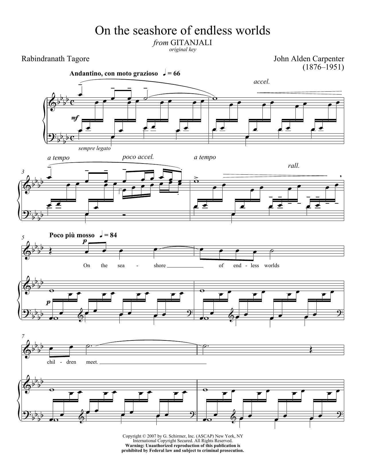 Rabindranath Tagore On The Seashore Of Endless Worlds Sheet Music Notes & Chords for Piano & Vocal - Download or Print PDF