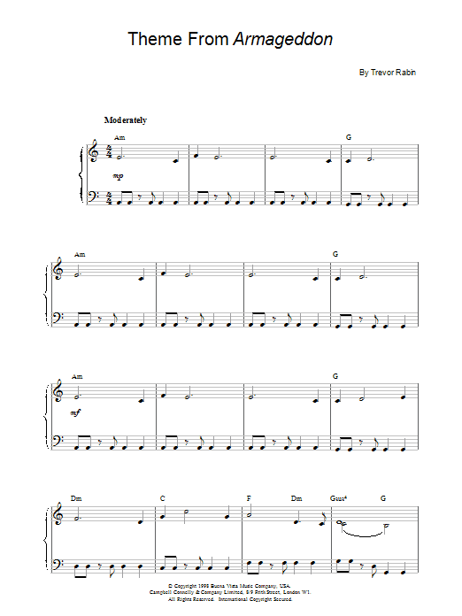 Rabin,T Armageddon Sheet Music Notes & Chords for Piano - Download or Print PDF