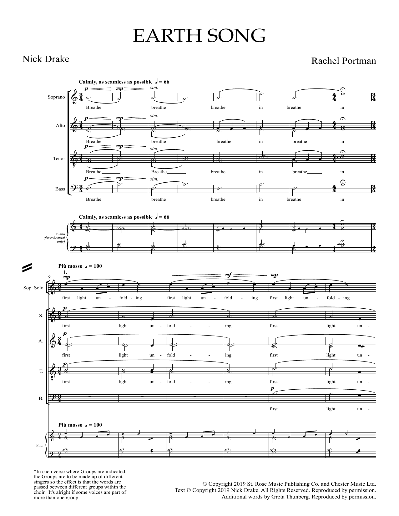 Rachel Portman Earth Song Sheet Music Notes & Chords for SATB Choir - Download or Print PDF