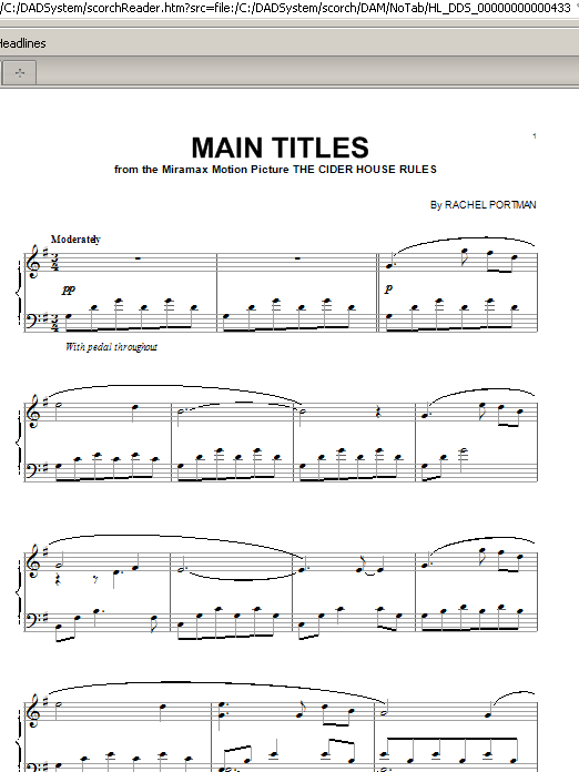 Rachel Portman Main Titles from The Cider House Rules Sheet Music Notes & Chords for Piano - Download or Print PDF
