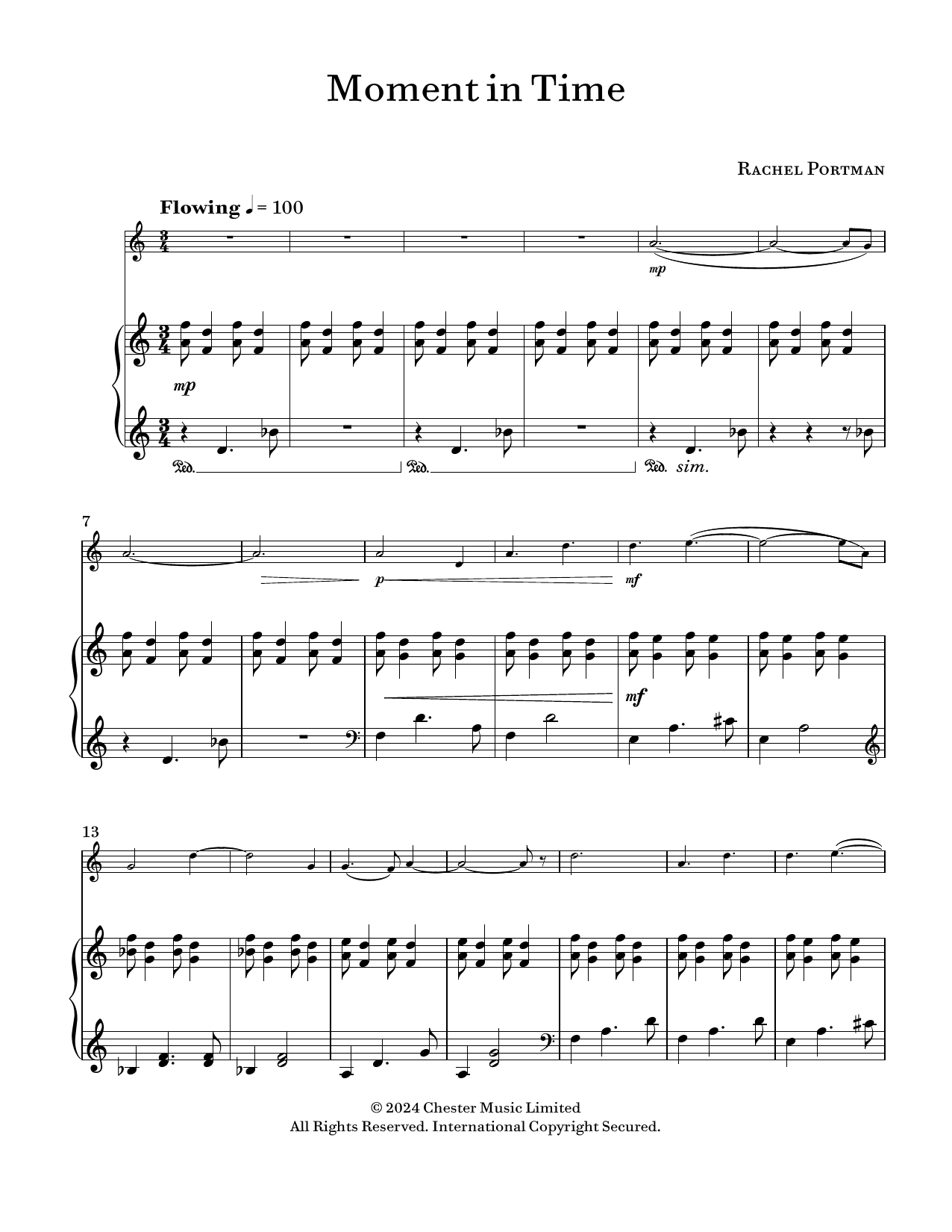 Rachel Portman Moment In Time Sheet Music Notes & Chords for Violin and Piano - Download or Print PDF