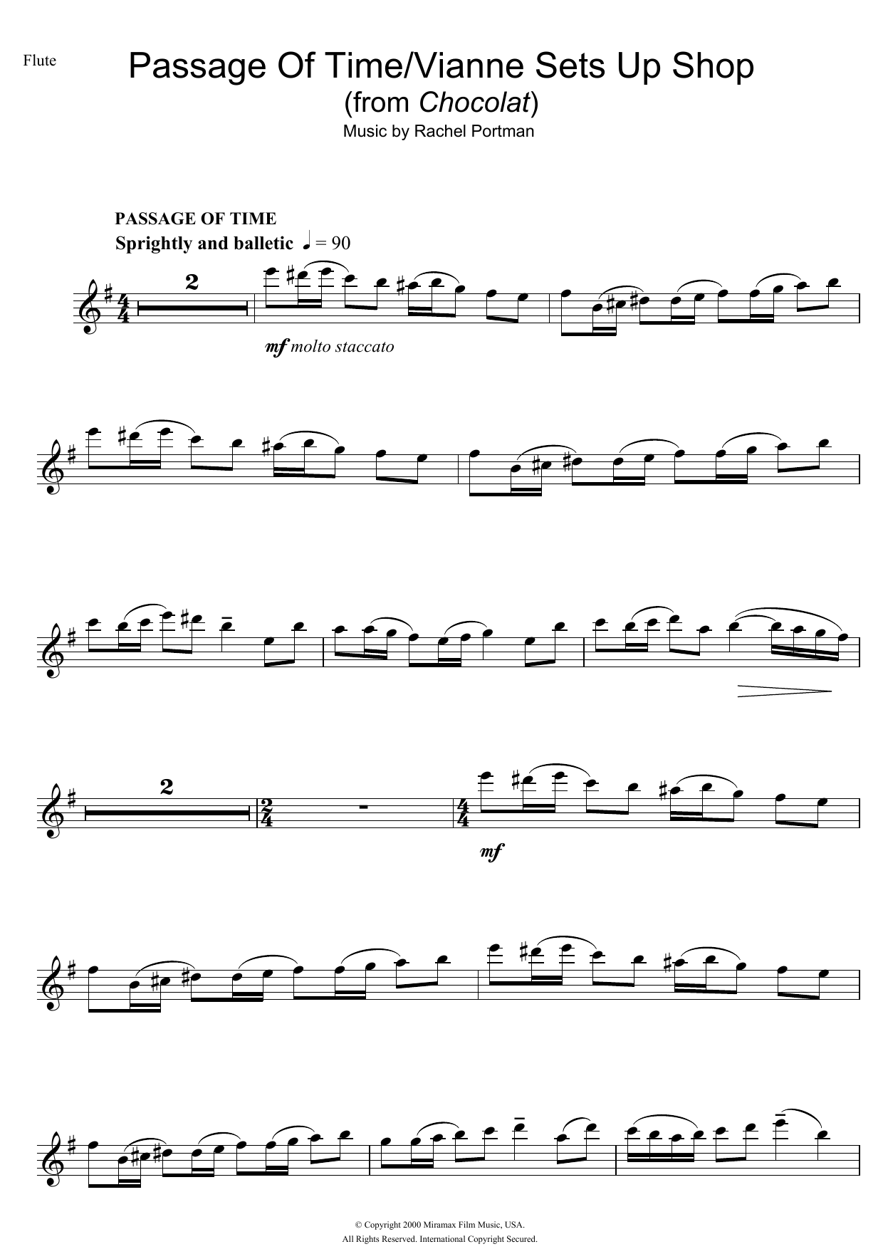 Rachel Portman Passage Of Time/Vianne Sets Up Shop (from Chocolat) Sheet Music Notes & Chords for Violin - Download or Print PDF