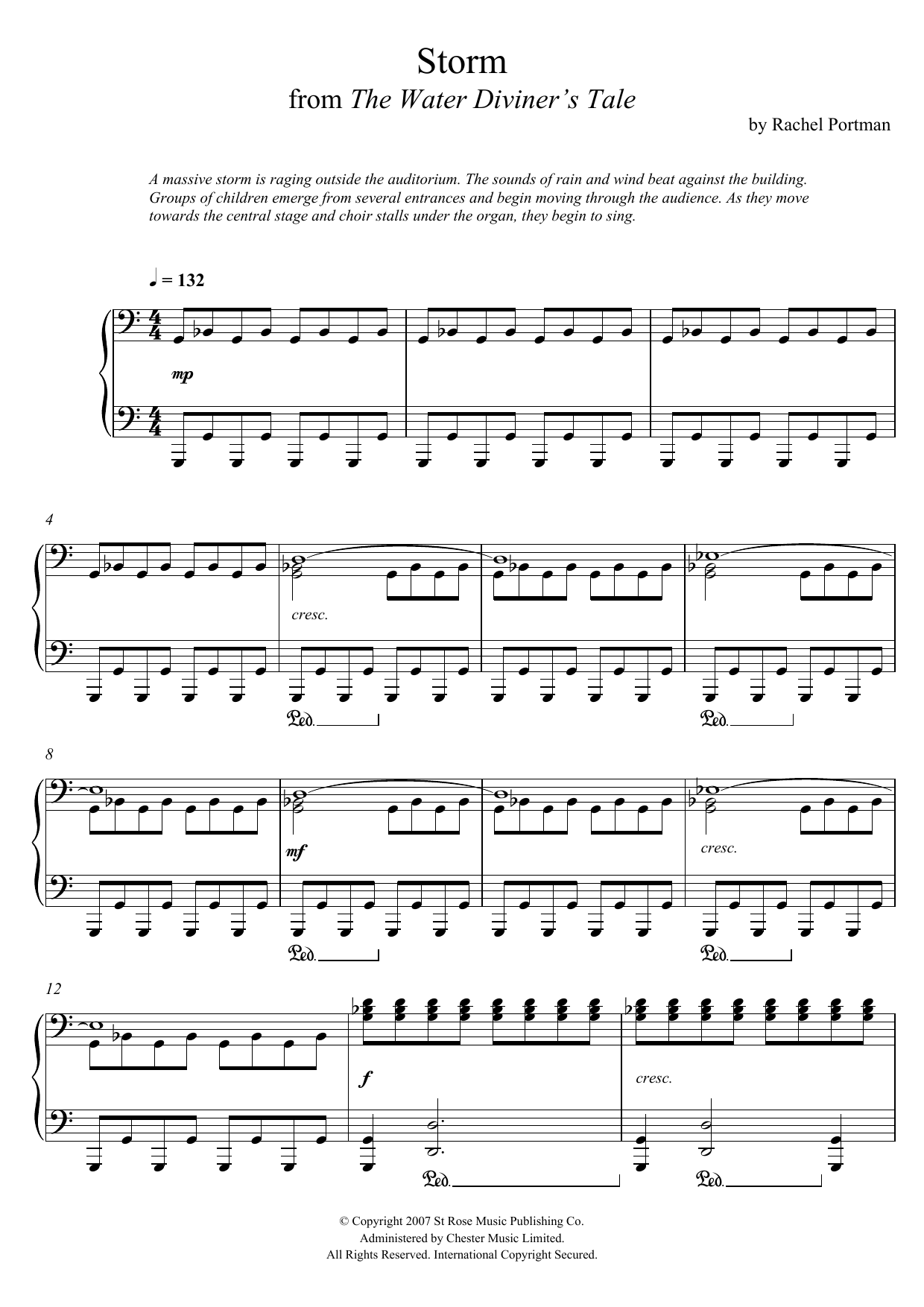 Rachel Portman Storm (From 'The Water Diviner's Tale) Sheet Music Notes & Chords for Piano - Download or Print PDF