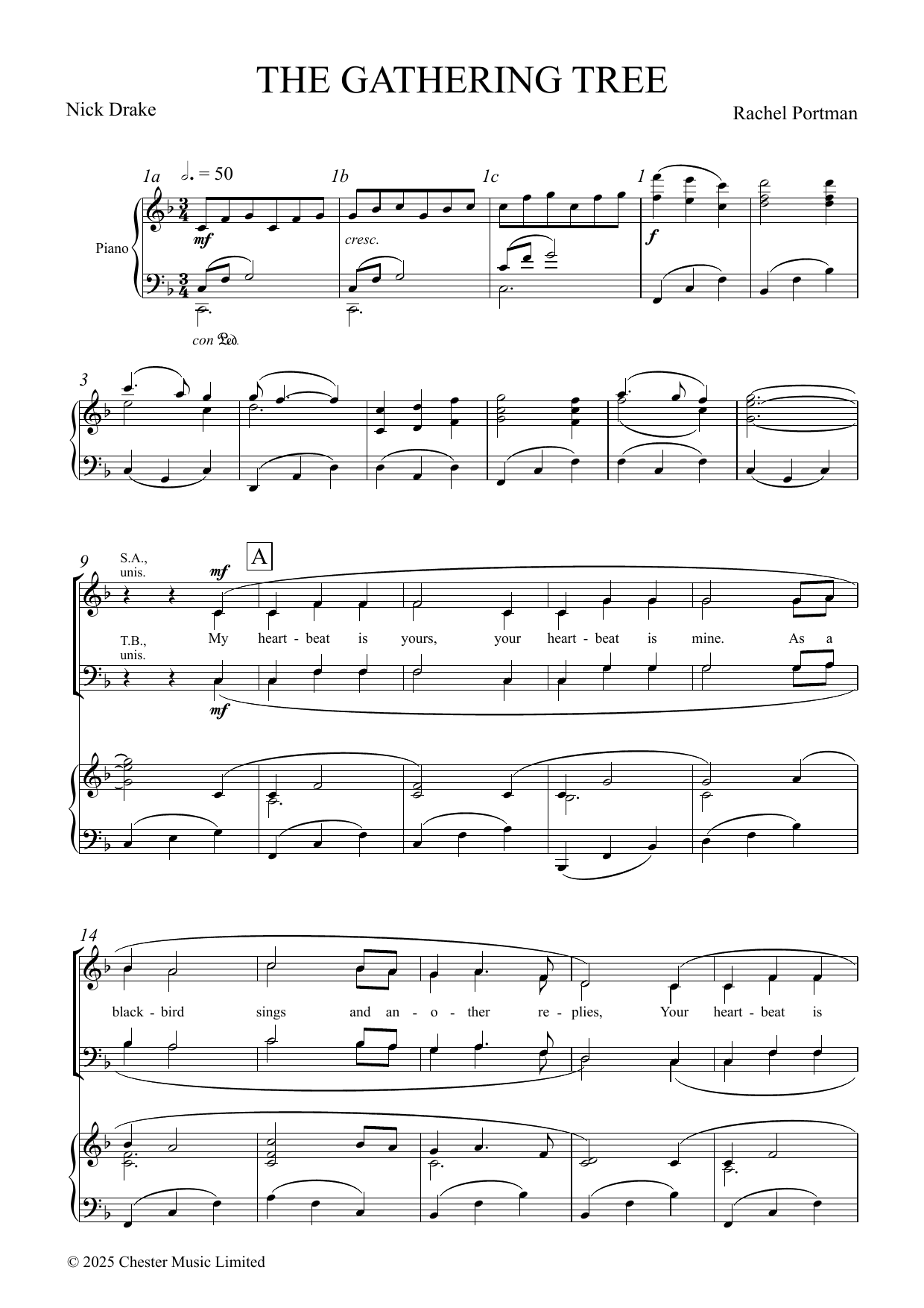 Rachel Portman The Gathering Tree Sheet Music Notes & Chords for SATB Choir - Download or Print PDF