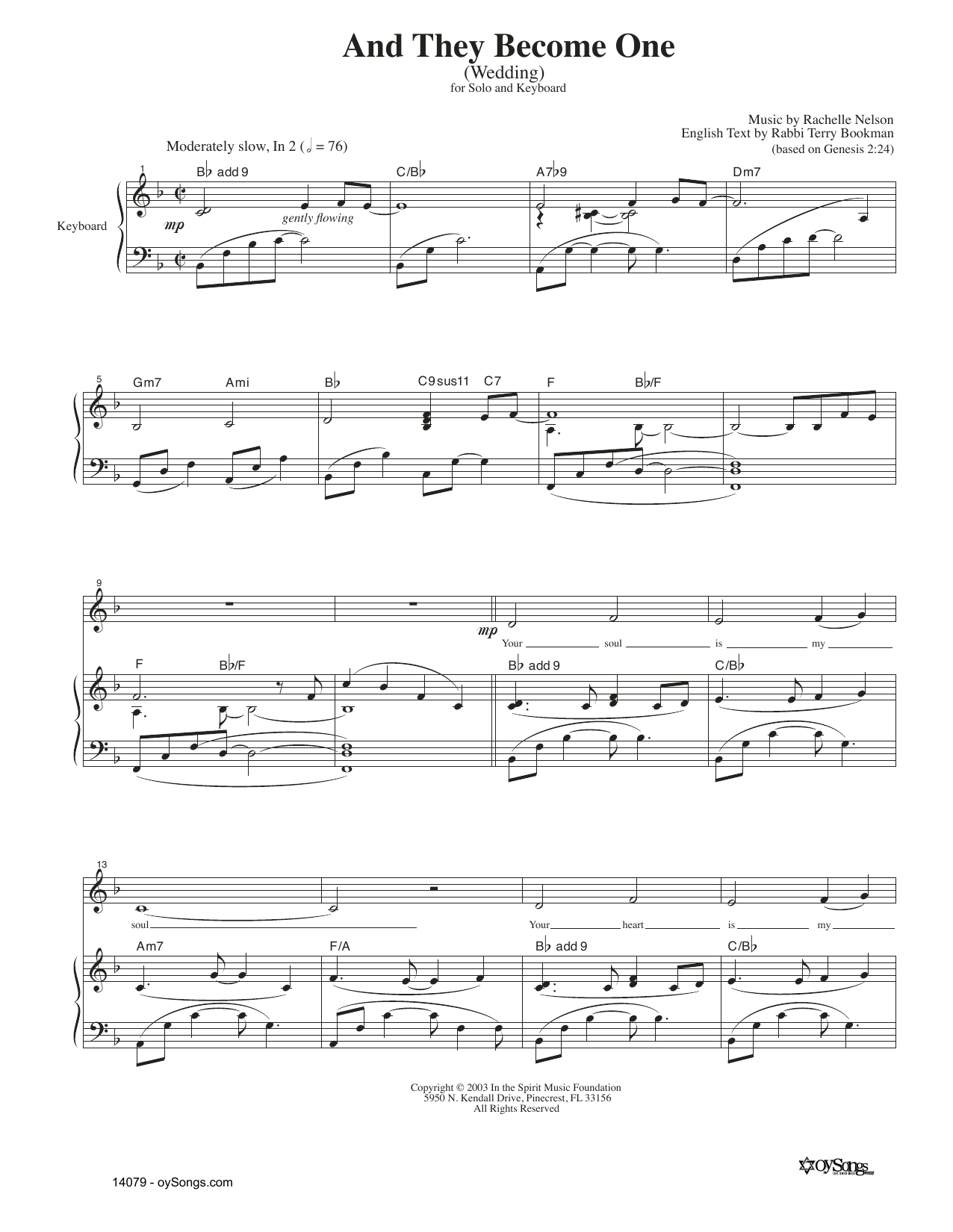 Rachelle Nelson And They Become One Sheet Music Notes & Chords for Piano & Vocal - Download or Print PDF