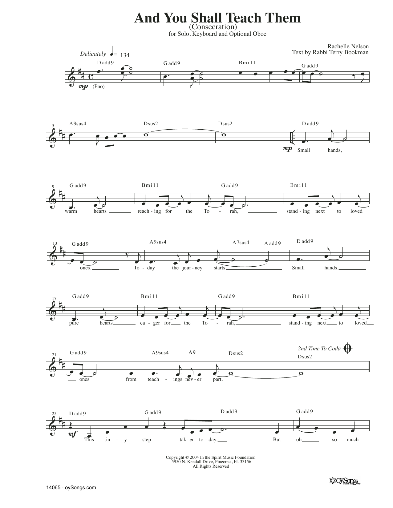 Rachelle Nelson And You Shall Teach Them Sheet Music Notes & Chords for Lead Sheet / Fake Book - Download or Print PDF