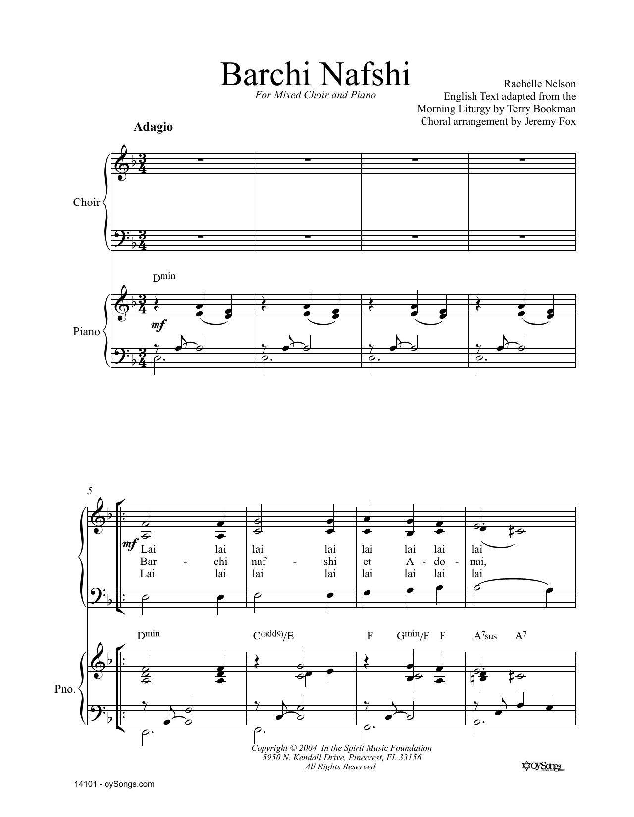 Rachelle Nelson Barchi Nafshi Sheet Music Notes & Chords for SAT Choir - Download or Print PDF