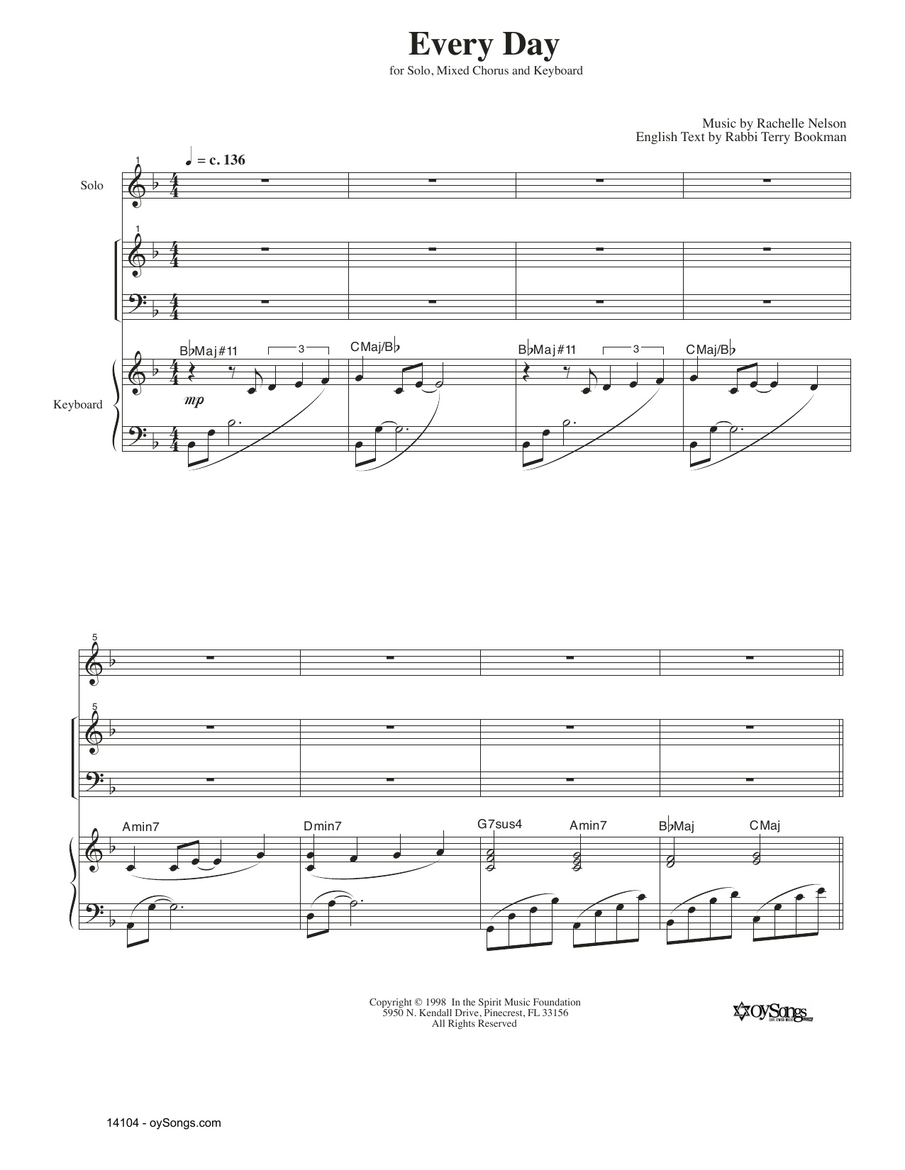 Rachelle Nelson Every Day Sheet Music Notes & Chords for SAT Choir - Download or Print PDF