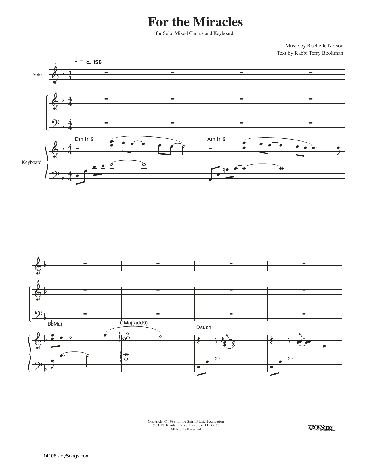 Rachelle Nelson For The Miracles Sheet Music Notes & Chords for Choir - Download or Print PDF