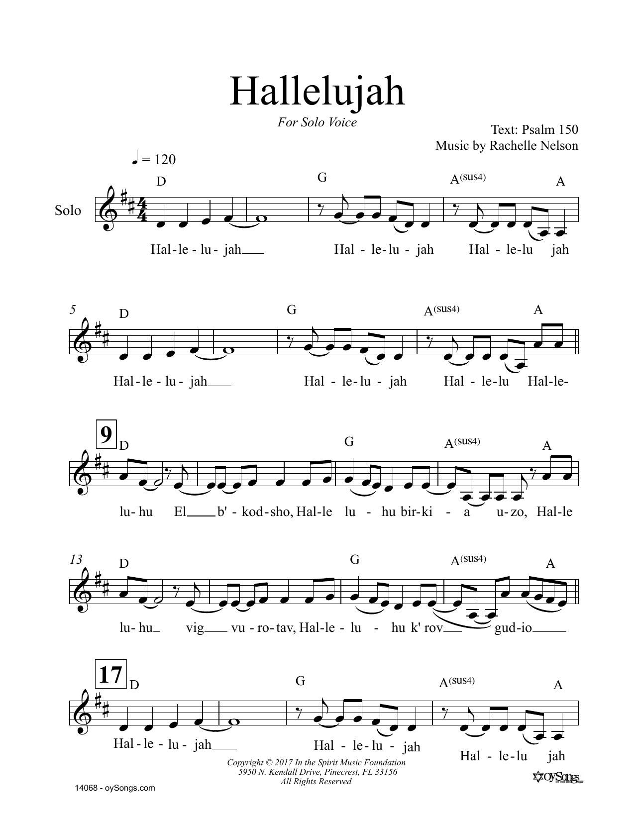 Rachelle Nelson Hallelujah Sheet Music Notes & Chords for Lead Sheet / Fake Book - Download or Print PDF