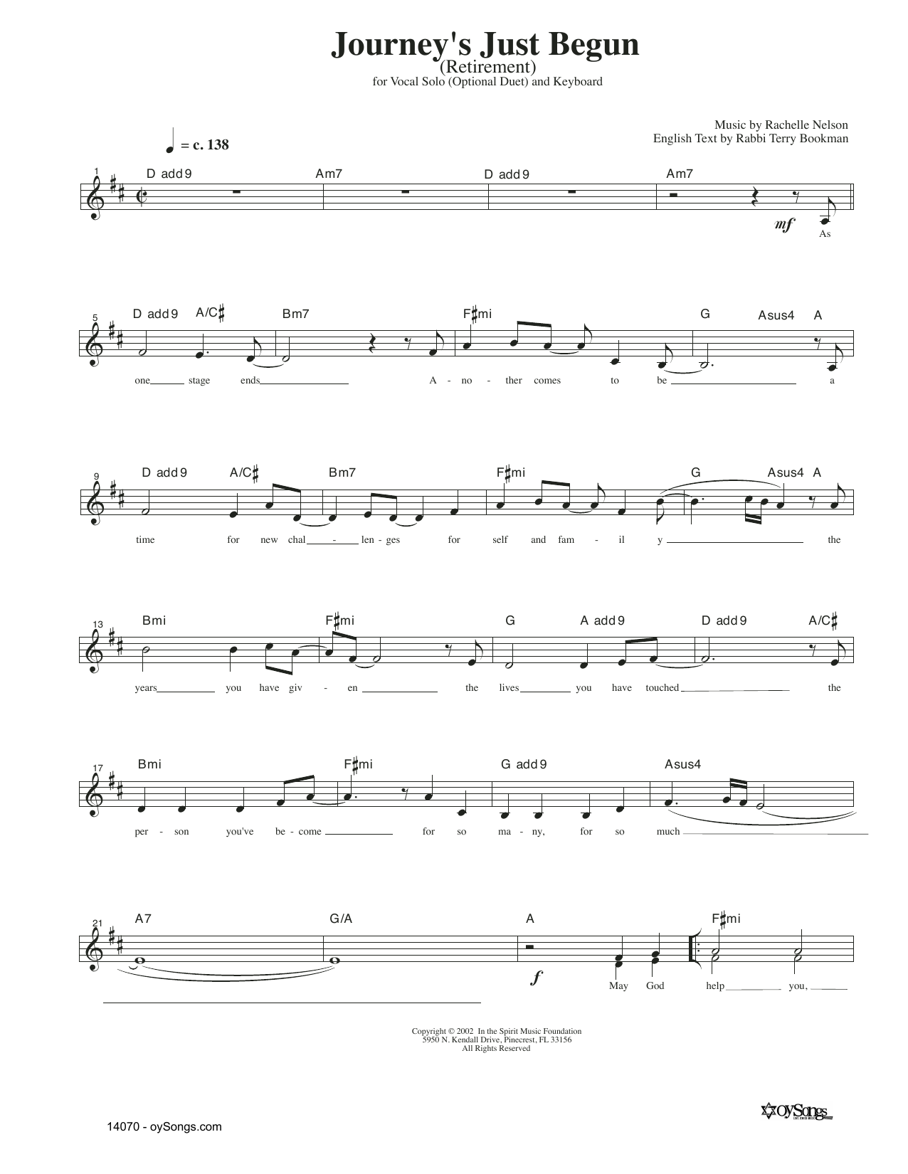 Rachelle Nelson Journey's Just Begun Sheet Music Notes & Chords for Piano & Vocal - Download or Print PDF