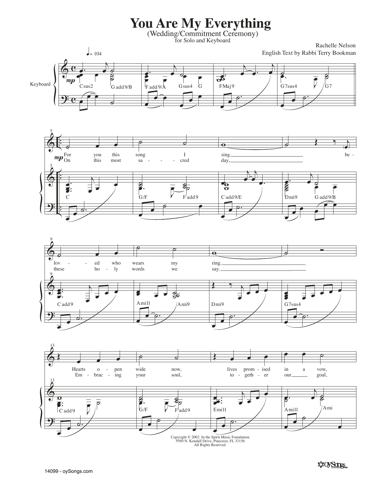 Rachelle Nelson You Are My Everything Sheet Music Notes & Chords for Piano & Vocal - Download or Print PDF