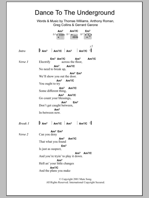 Radio 4 Dance To The Underground Sheet Music Notes & Chords for Lyrics & Chords - Download or Print PDF