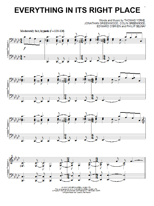 Radiohead Everything In Its Right Place Sheet Music Notes & Chords for Piano - Download or Print PDF
