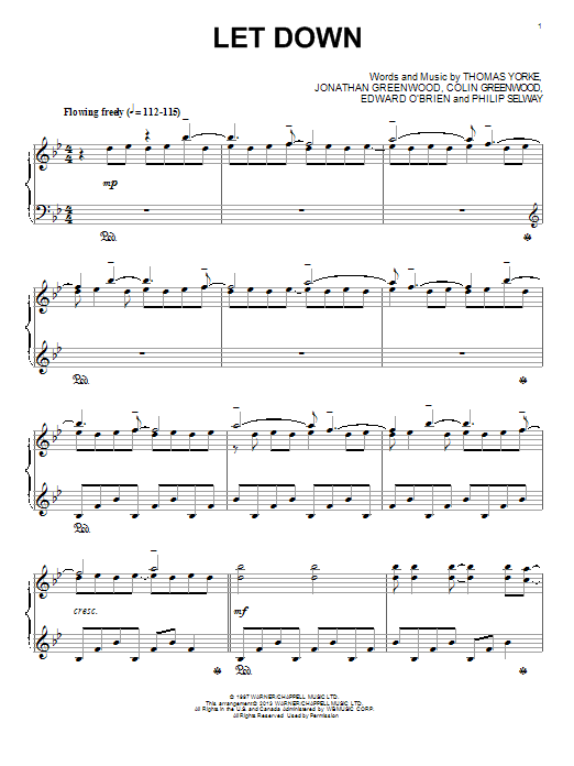 Radiohead Let Down Sheet Music Notes & Chords for Guitar Tab - Download or Print PDF