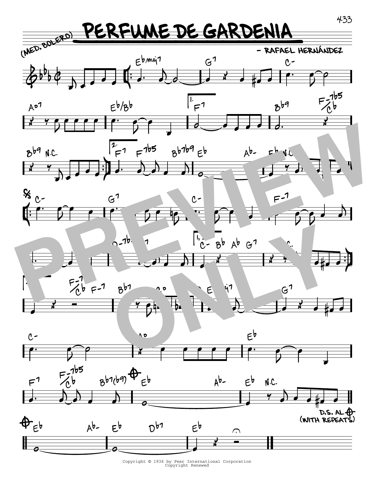 Rafael Hernandez Perfume De Gardenia Sheet Music Notes & Chords for Real Book – Melody & Chords - Download or Print PDF