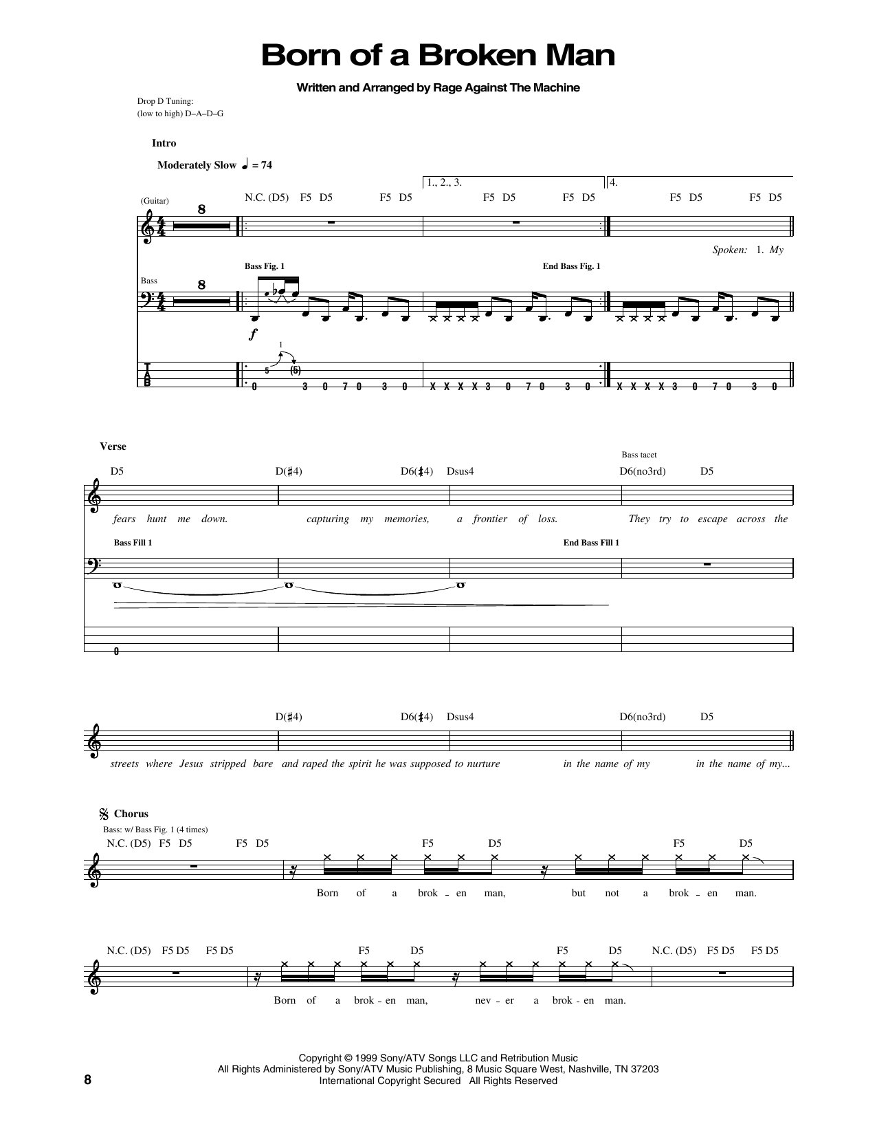 Rage Against The Machine Born Of A Broken Man Sheet Music Notes & Chords for Bass Guitar Tab - Download or Print PDF Rage Against The Machine Born Of A Broken Man Sheet Music Notes & Chords for Bass Guitar Tab - Download or Print PDF