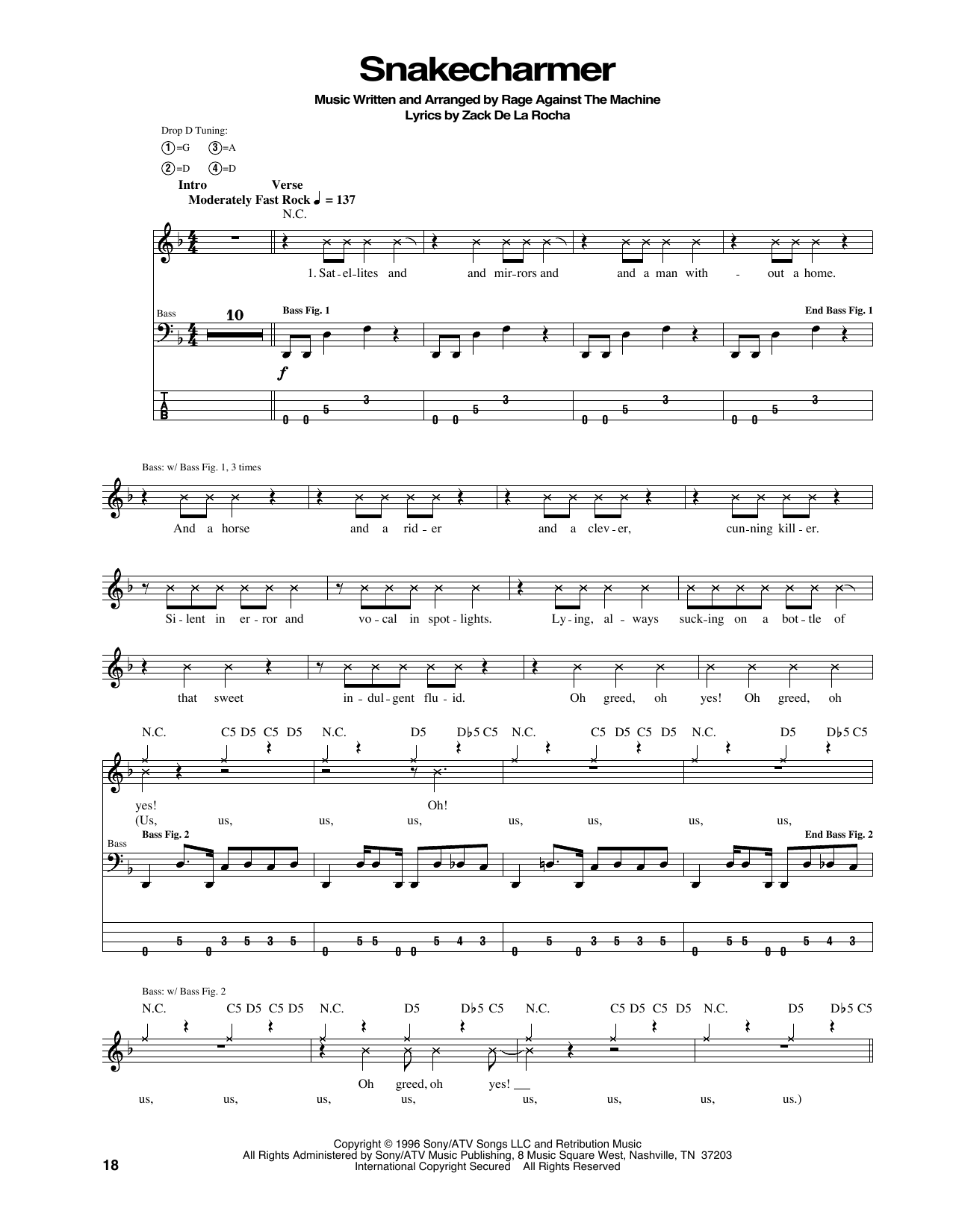 Rage Against The Machine Snakecharmer Sheet Music Notes & Chords for Bass Guitar Tab - Download or Print PDF Rage Against The Machine Snakecharmer Sheet Music Notes & Chords for Bass Guitar Tab - Download or Print PDF
