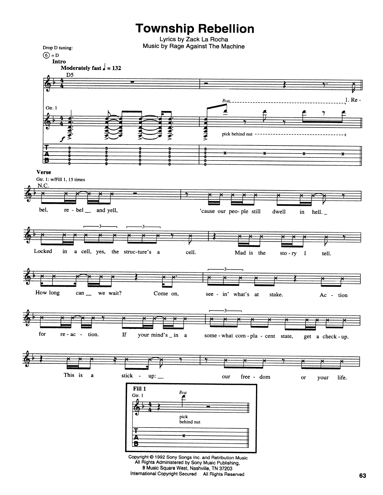 Rage Against The Machine Township Rebellion Sheet Music Notes & Chords for Bass Guitar Tab - Download or Print PDF