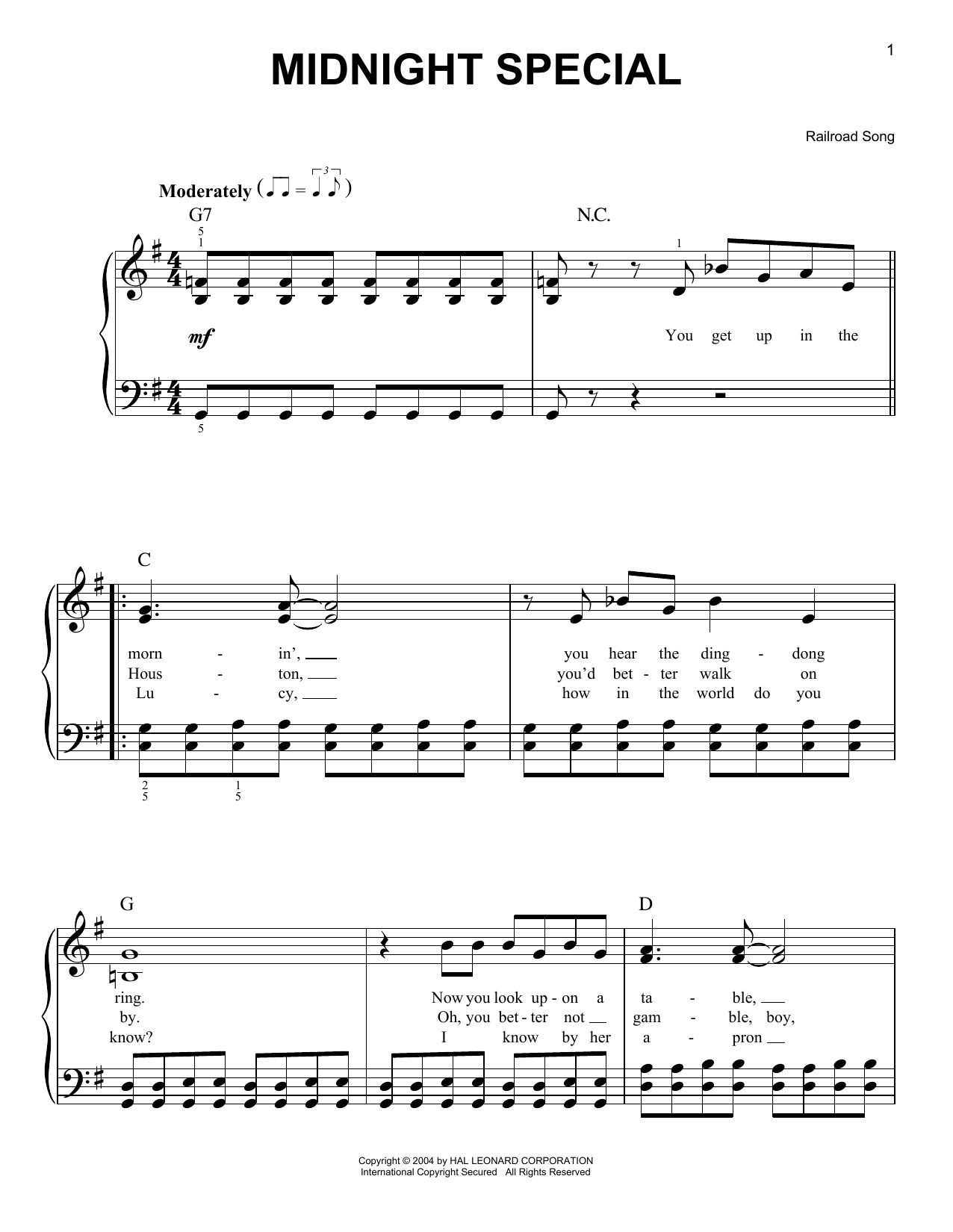 Railroad Song Midnight Special Sheet Music Notes & Chords for Ukulele - Download or Print PDF