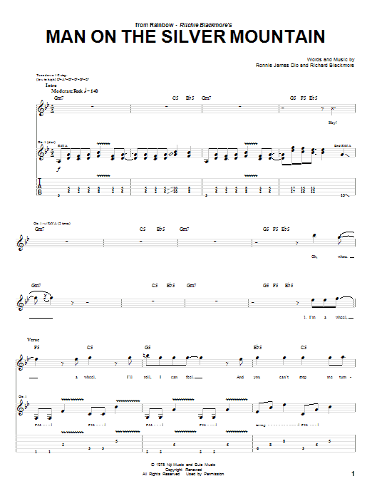 Rainbow Man On The Silver Mountain Sheet Music Notes & Chords for Guitar Tab - Download or Print PDF