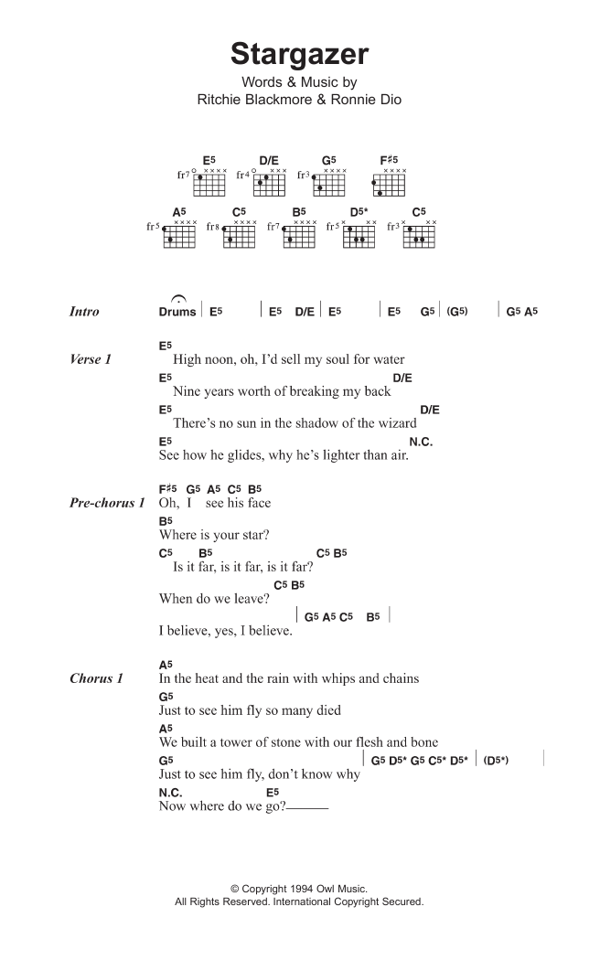 Rainbow Stargazer Sheet Music Notes & Chords for Lyrics & Chords - Download or Print PDF