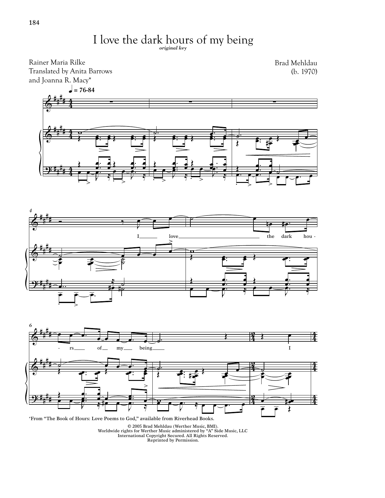 Rainer Maria Rilke I Love The Dark Hours Of My Being Sheet Music Notes & Chords for Piano & Vocal - Download or Print PDF