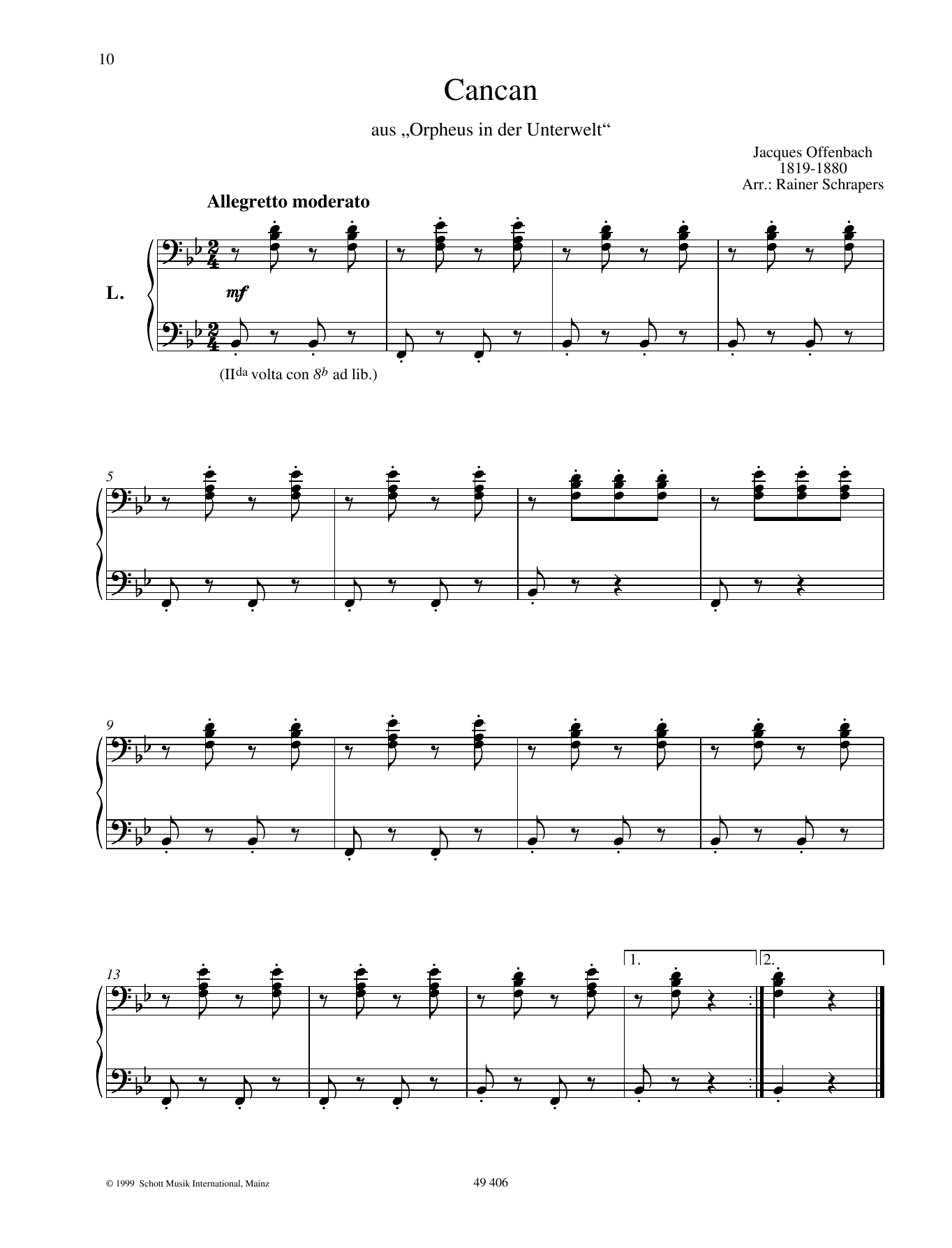Rainer Schrapers Cancan Sheet Music Notes & Chords for Piano Duet - Download or Print PDF
