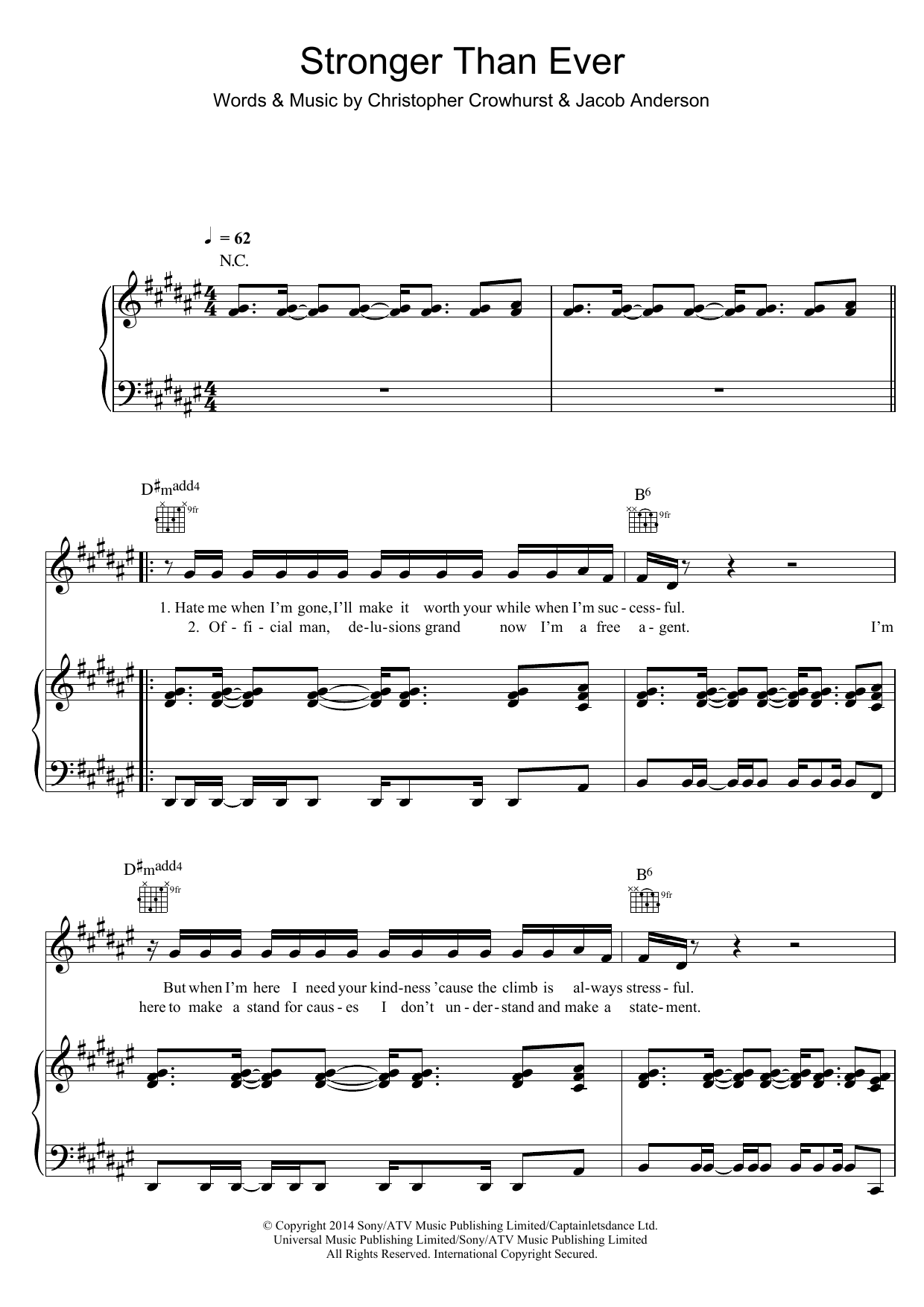 Raleigh Ritchie Stronger Than Ever Sheet Music Notes & Chords for Piano, Vocal & Guitar - Download or Print PDF
