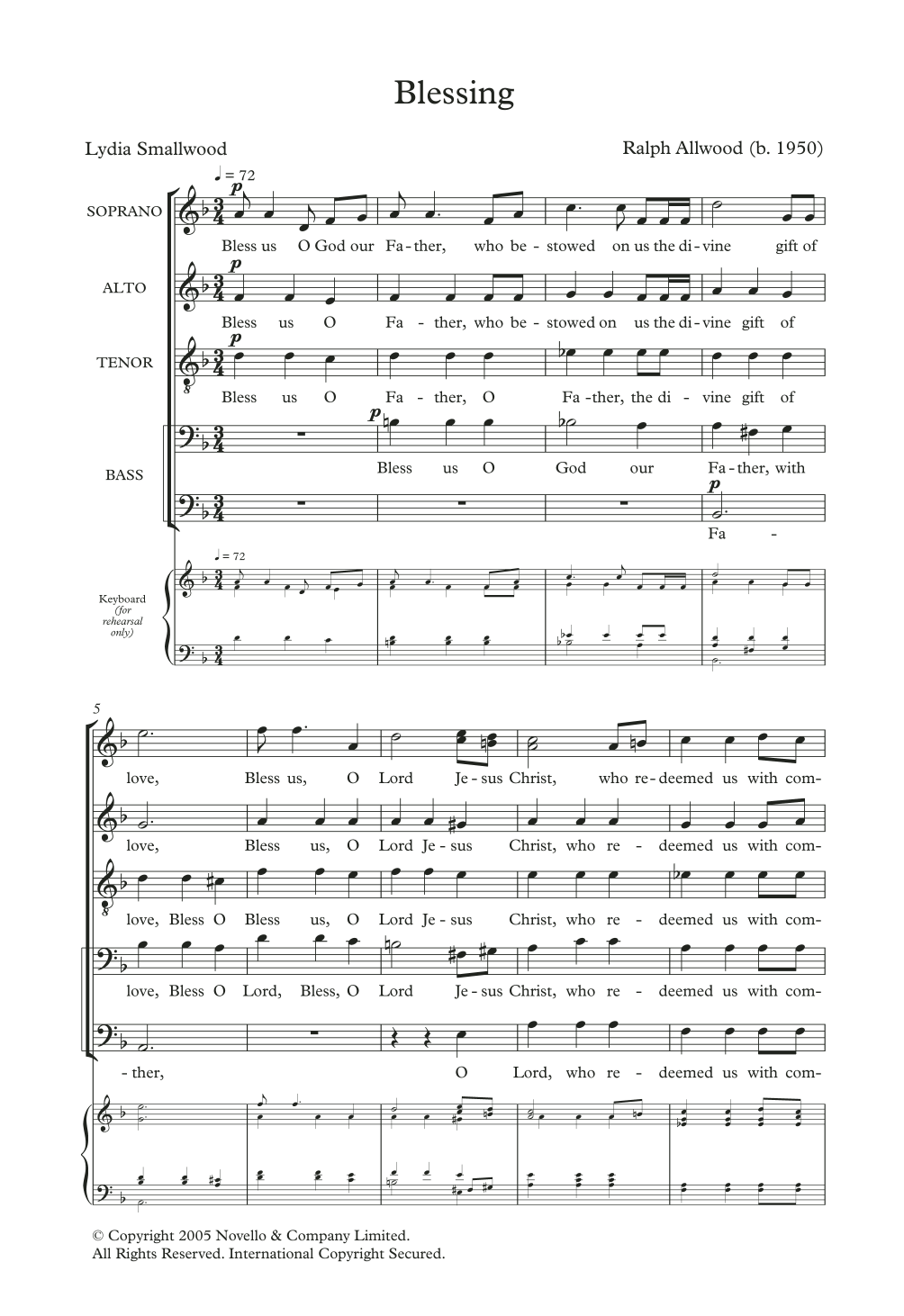 Ralph Allwood Blessing Sheet Music Notes & Chords for Choir - Download or Print PDF
