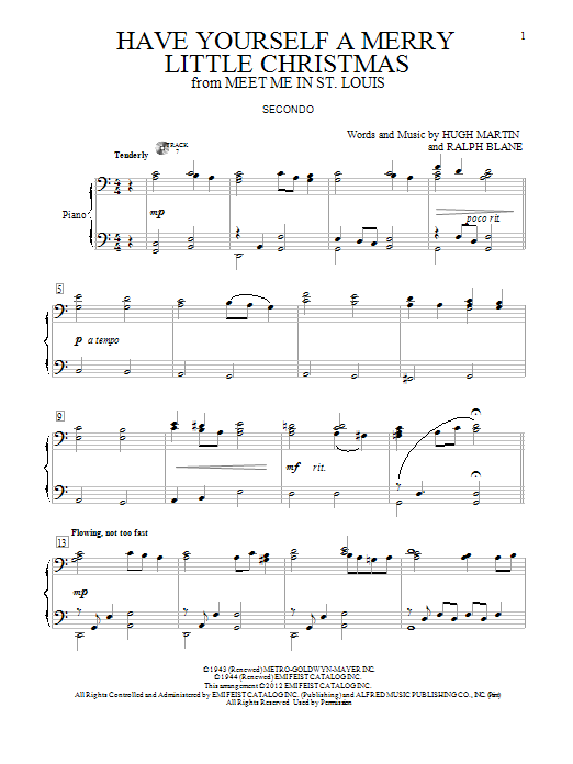 Ralph Blane Have Yourself A Merry Little Christmas Sheet Music Notes & Chords for Piano - Download or Print PDF