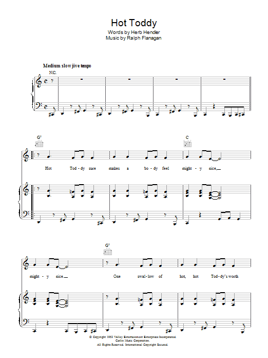 Ralph Flanagan Hot Toddy Sheet Music Notes & Chords for Piano, Vocal & Guitar (Right-Hand Melody) - Download or Print PDF