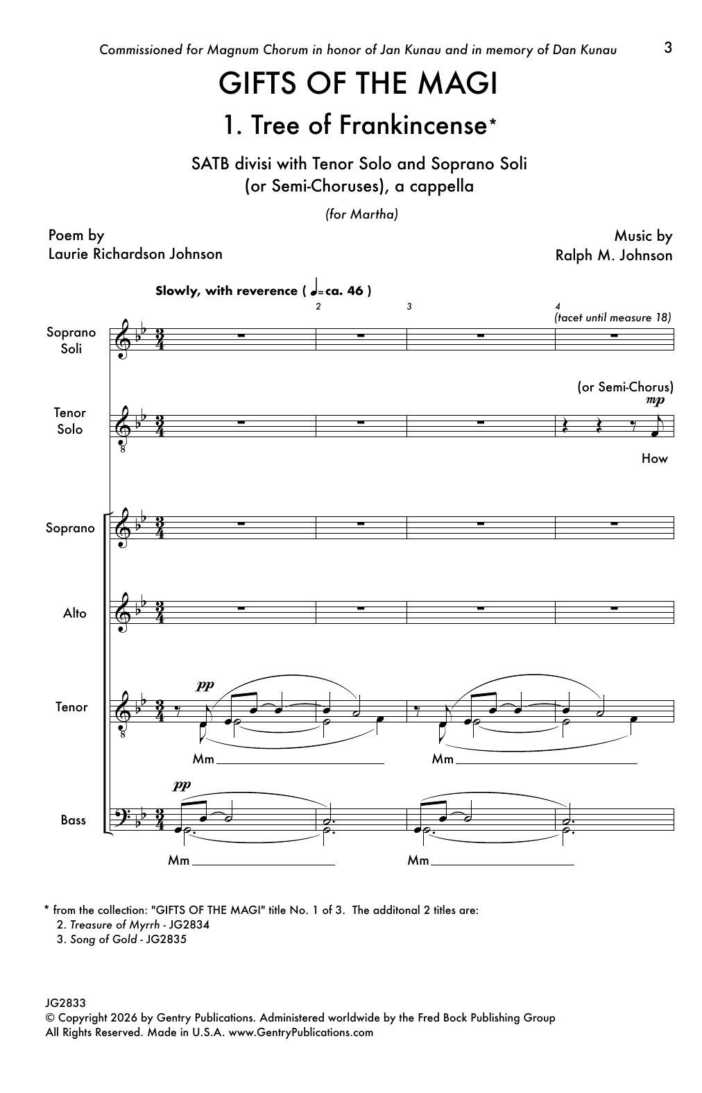 Ralph M. Johnson Gifts Of The Magi - 1. Tree Of Frankincense Sheet Music Notes & Chords for SATB Choir - Download or Print PDF