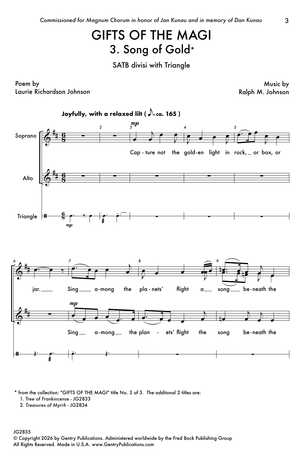Ralph M. Johnson Gifts Of The Magi - 3. Song Of Gold Sheet Music Notes & Chords for SATB Choir - Download or Print PDF