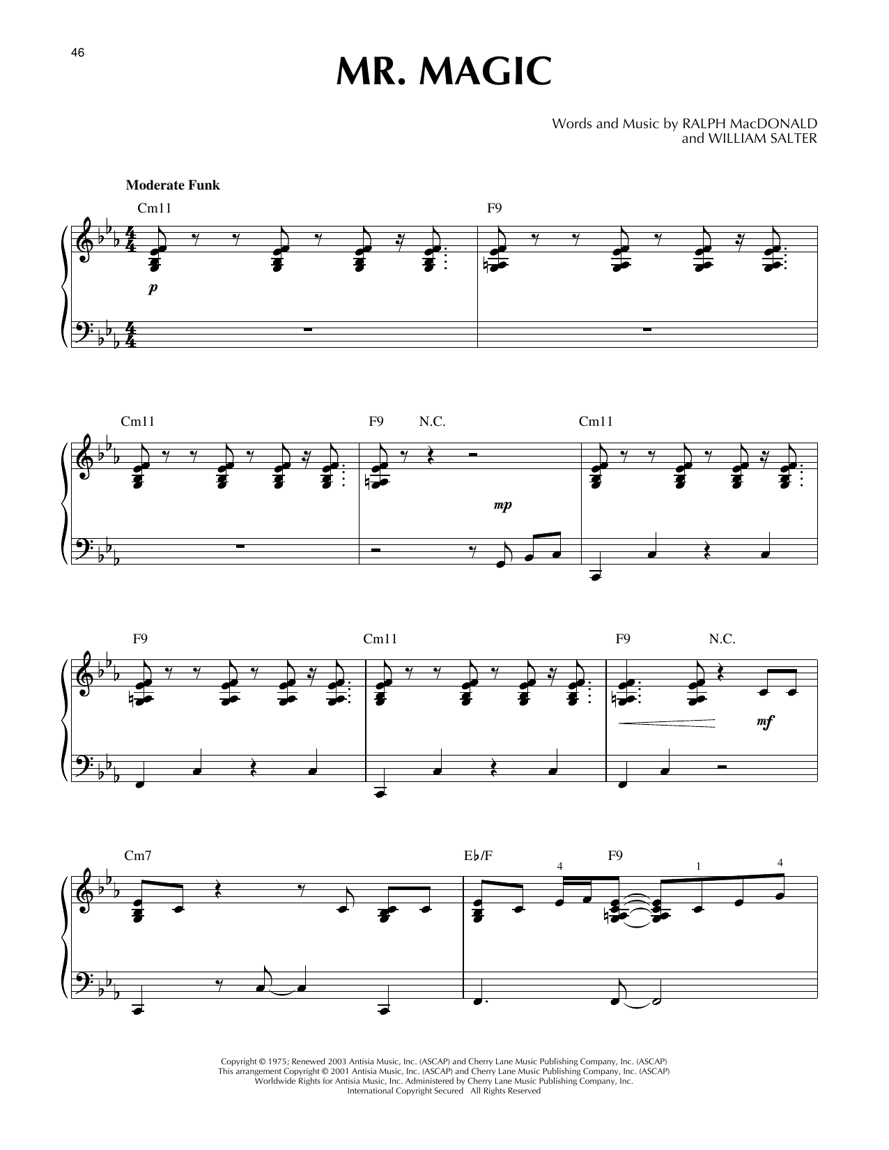 Ralph MacDonald Mr. Magic (arr. Larry Moore) Sheet Music Notes & Chords for Piano - Download or Print PDF