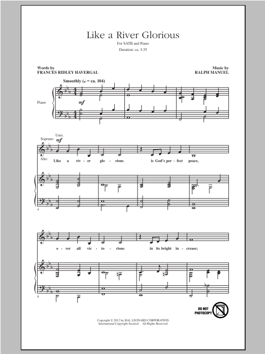 Ralph Manuel Like A River Glorious Sheet Music Notes & Chords for SATB - Download or Print PDF
