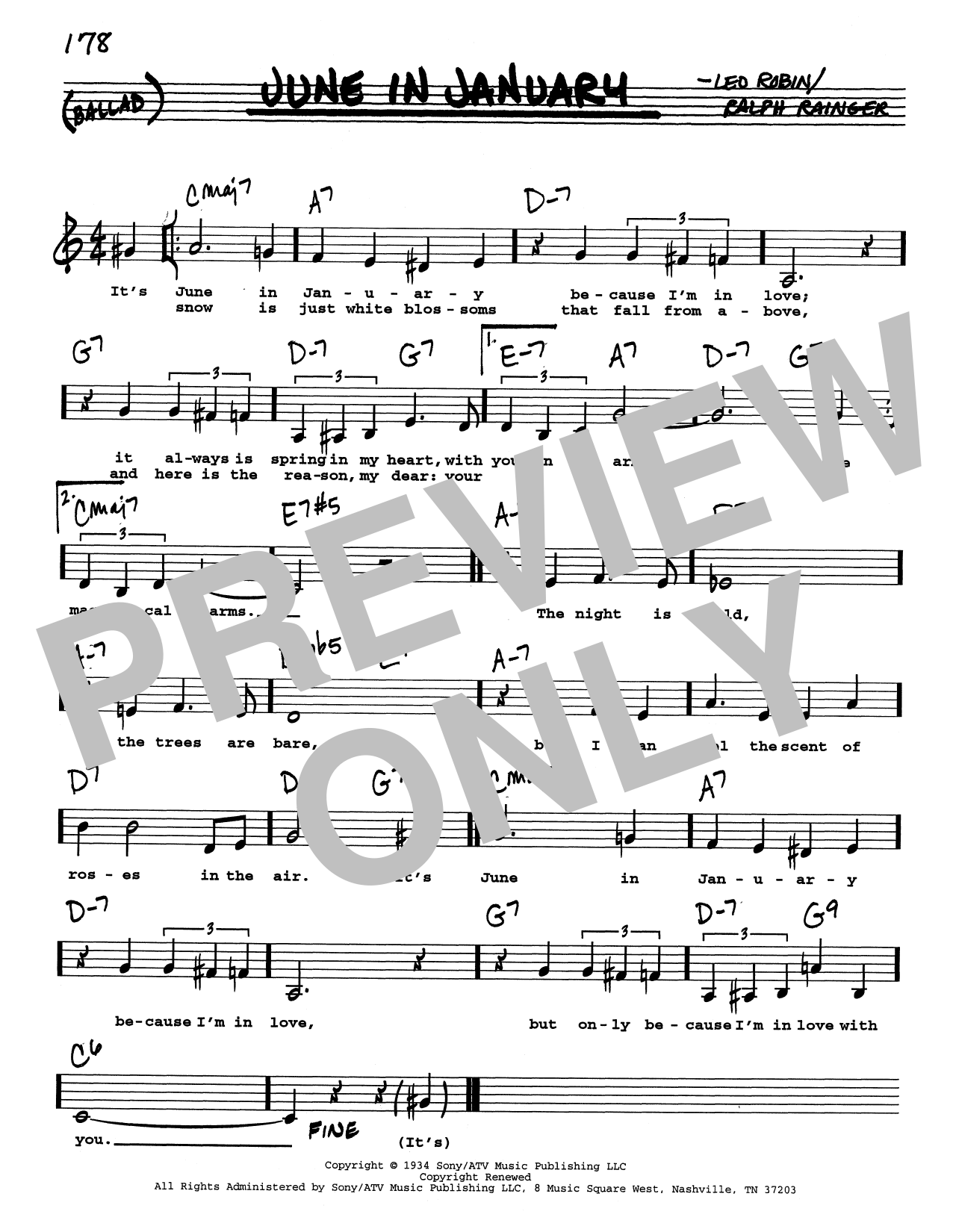 Ralph Rainger June In January (Low Voice) Sheet Music Notes & Chords for Real Book – Melody, Lyrics & Chords - Download or Print PDF