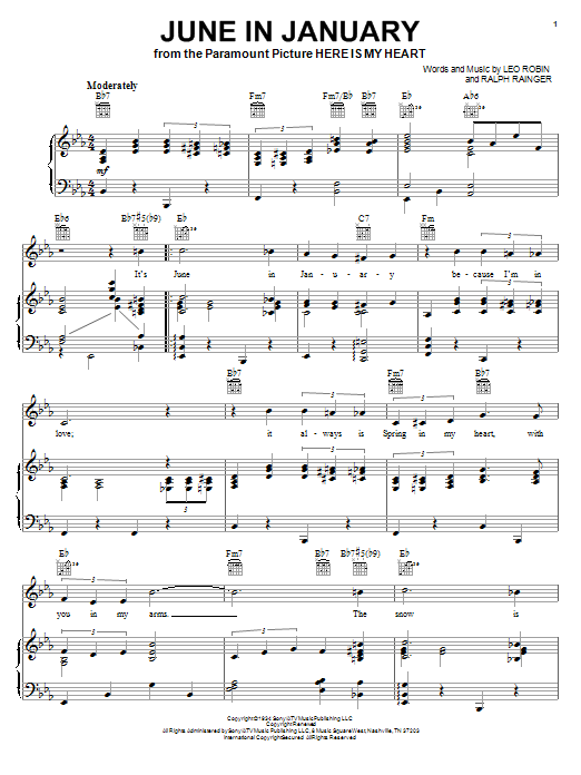 Ralph Rainger June In January Sheet Music Notes & Chords for Easy Piano - Download or Print PDF