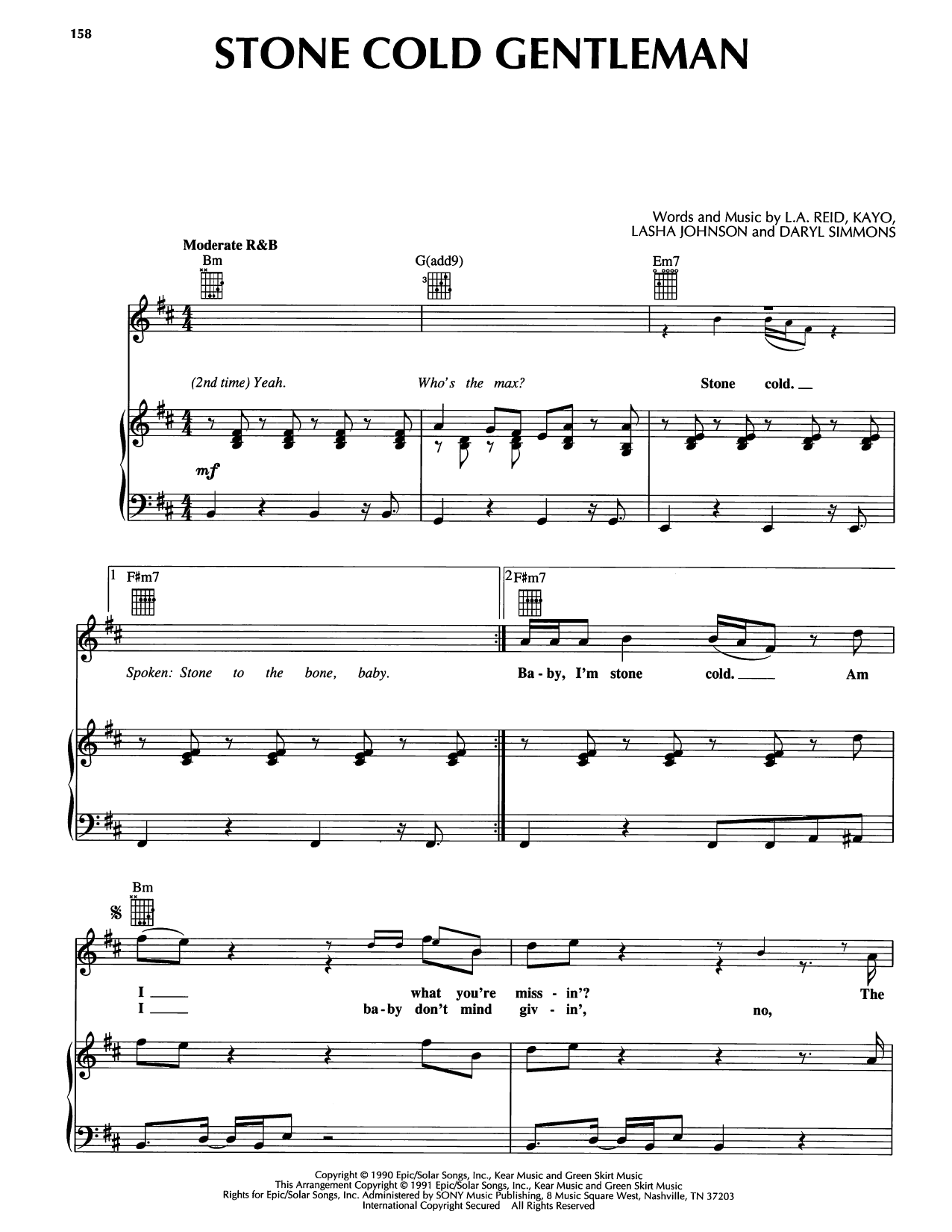 Ralph Tresvant Stone Cold Gentleman Sheet Music Notes & Chords for Piano, Vocal & Guitar Chords (Right-Hand Melody) - Download or Print PDF Ralph Tresvant Stone Cold Gentleman Sheet Music Notes & Chords for Piano, Vocal & Guitar Chords (Right-Hand Melody) - Download or Print PDF