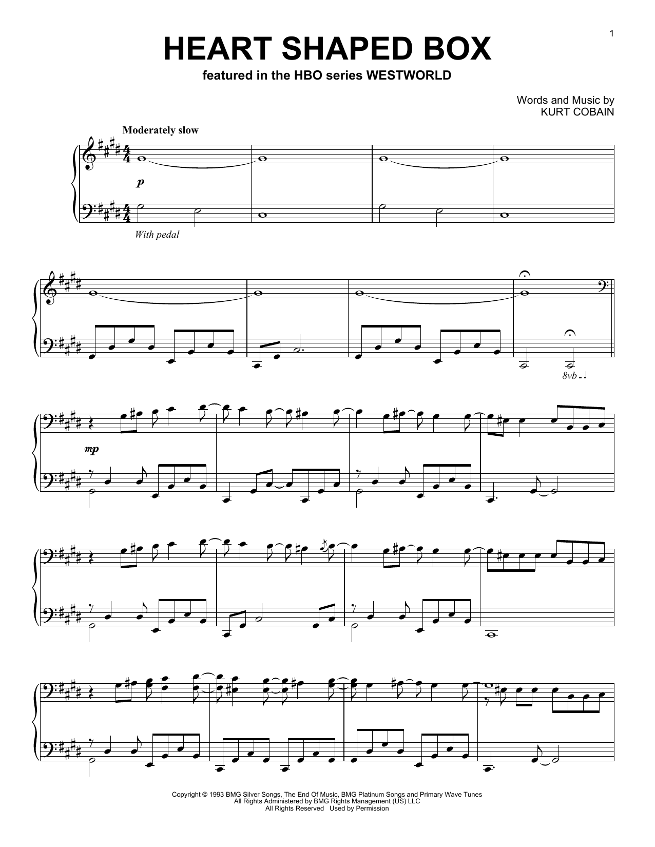 Ramin Djawadi Heart Shaped Box (from Westworld) Sheet Music Notes & Chords for Piano - Download or Print PDF