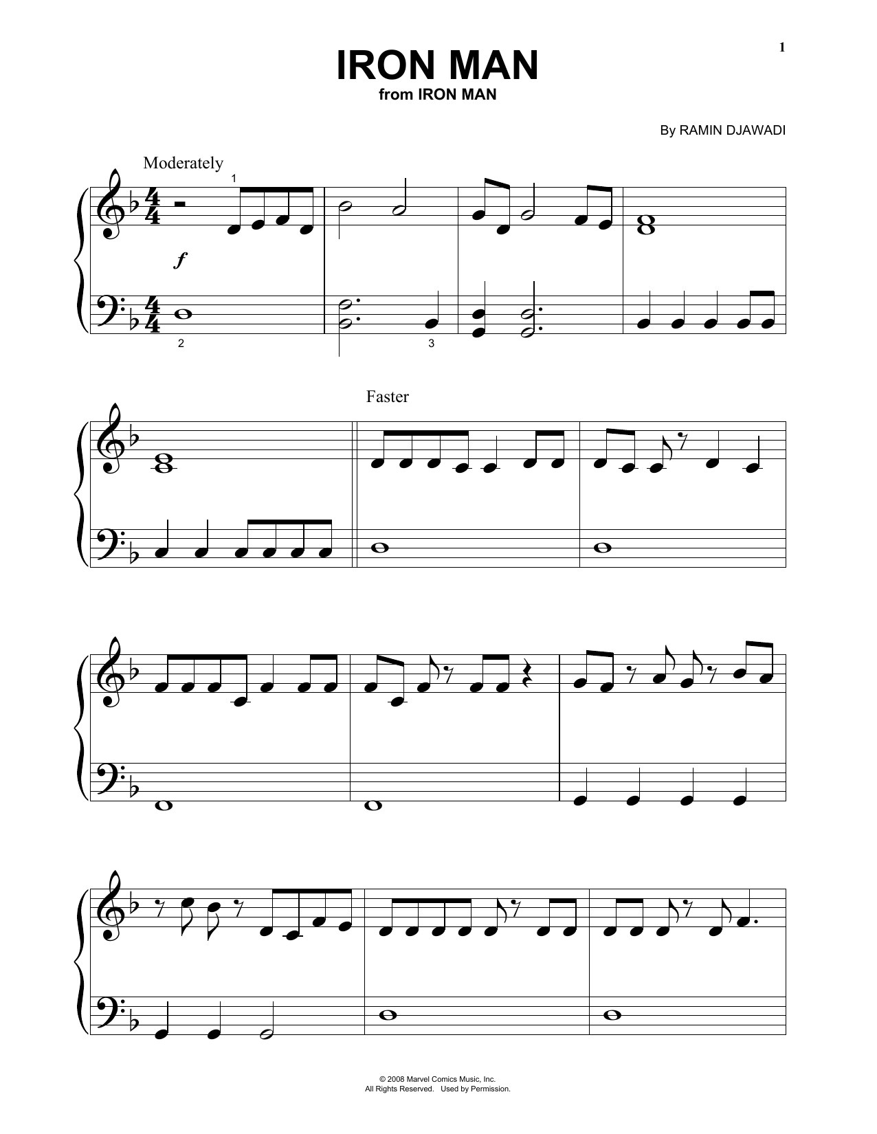 Ramin Djawadi Iron Man (from Iron Man) Sheet Music Notes & Chords for Big Note Piano - Download or Print PDF
