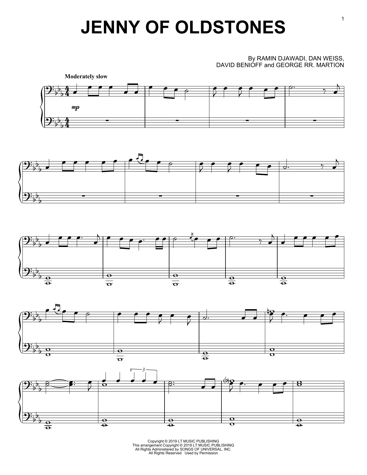 Ramin Djawadi Jenny Of Oldstones (from Game of Thrones) Sheet Music Notes & Chords for Piano Solo - Download or Print PDF