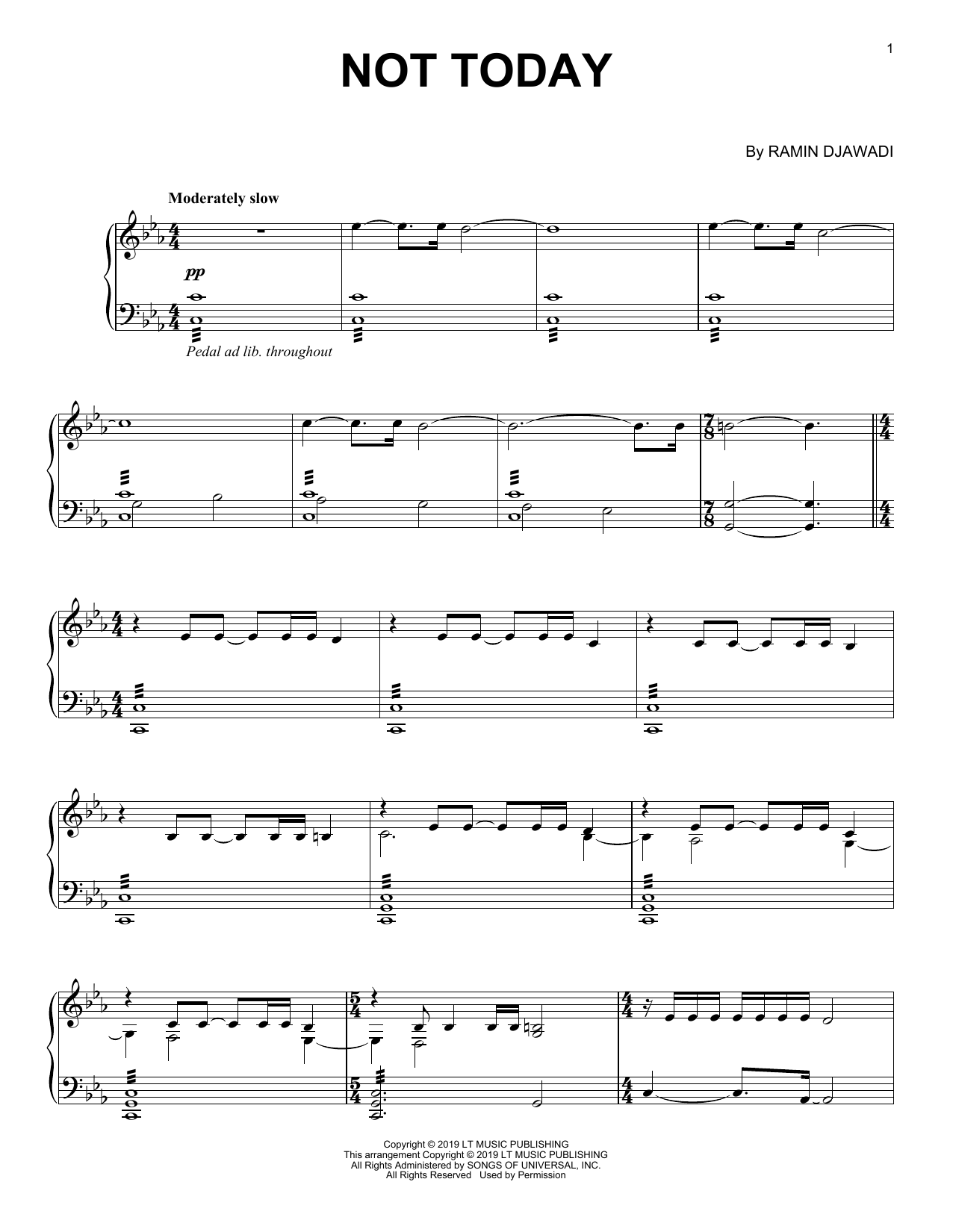 Ramin Djawadi Not Today (from Game of Thrones) Sheet Music Notes & Chords for Piano Solo - Download or Print PDF