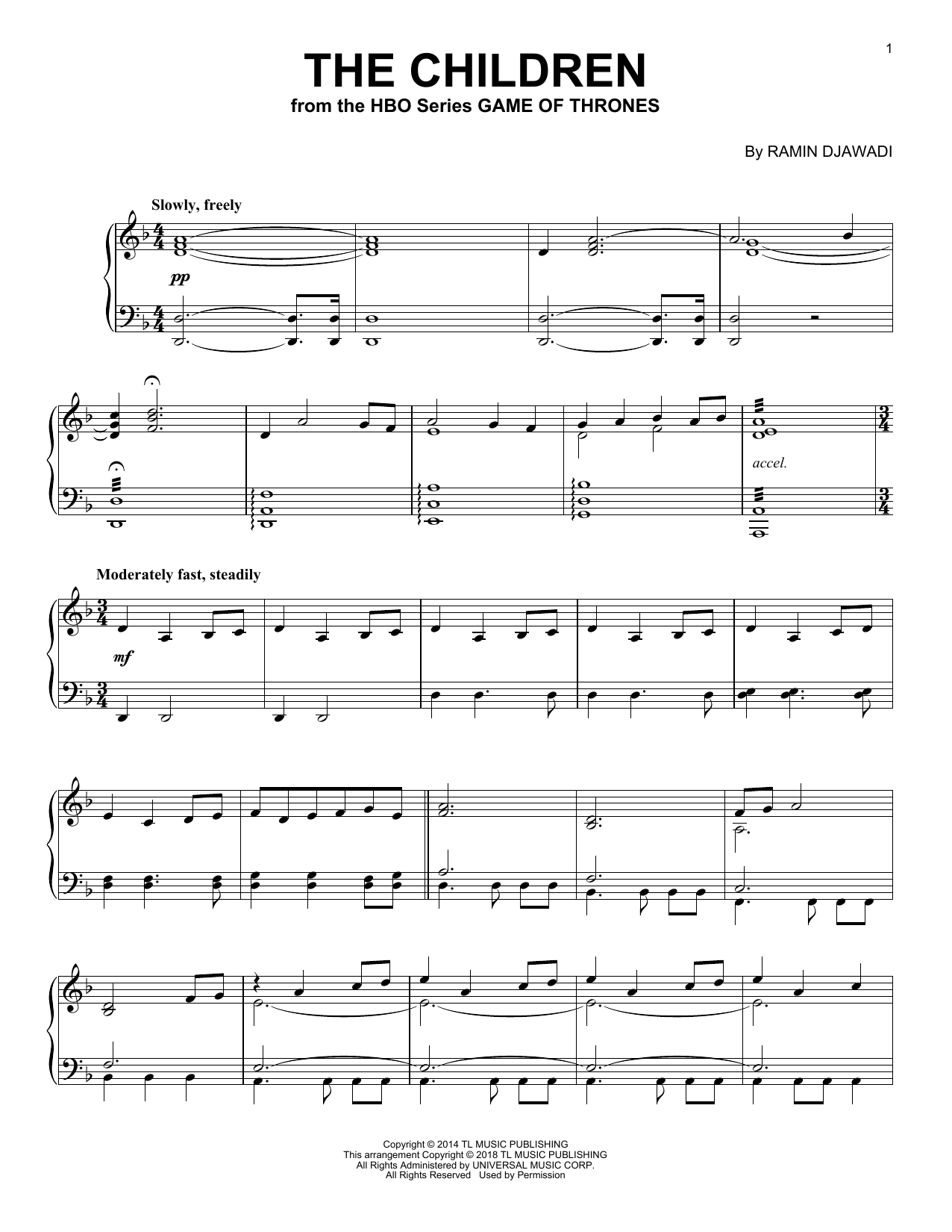 Ramin Djawadi The Children (from Game of Thrones) Sheet Music Notes & Chords for Solo Guitar Tab - Download or Print PDF