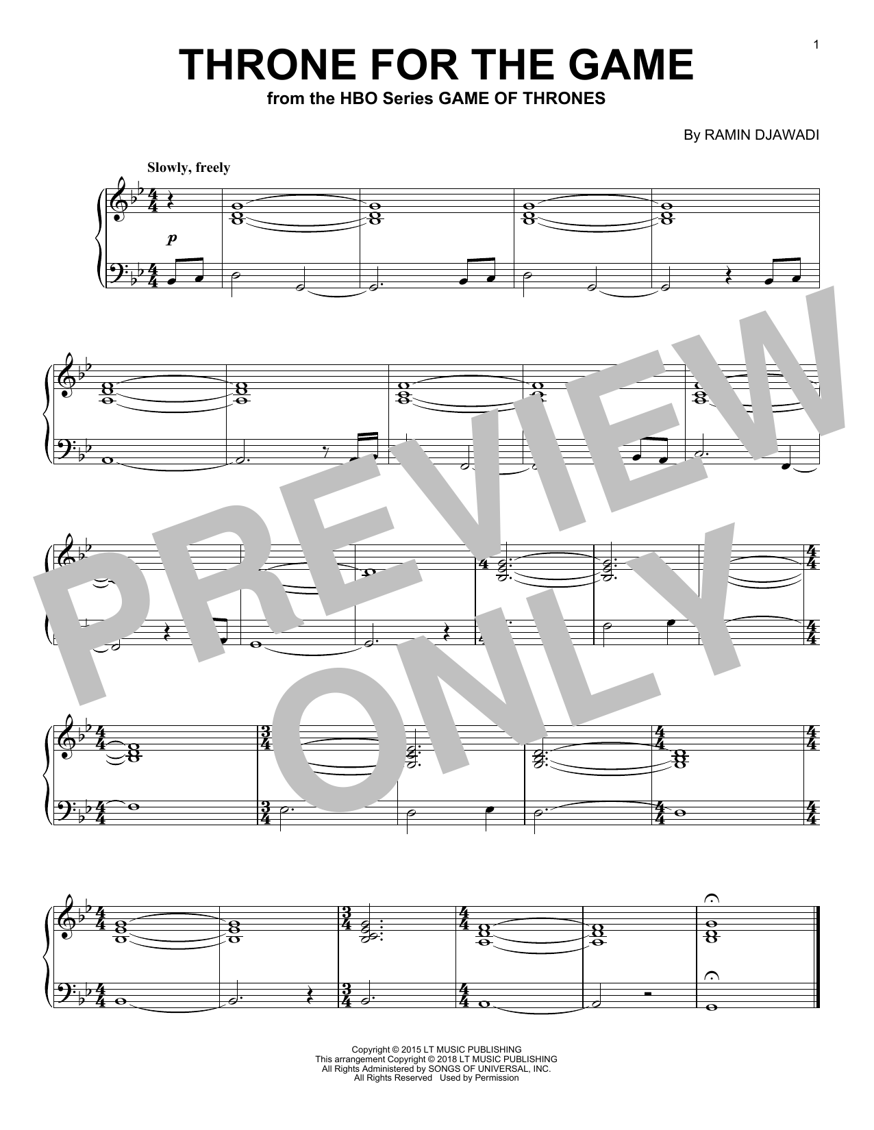 Ramin Djawadi Throne For The Game (from Game of Thrones) Sheet Music Notes & Chords for Solo Guitar Tab - Download or Print PDF