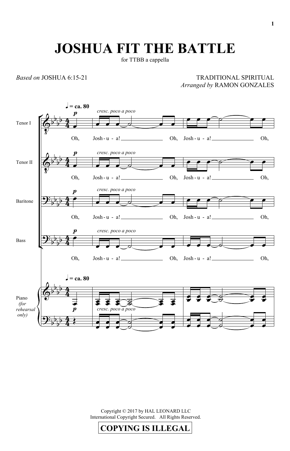 Ramon Gonzales Joshua Fit The Battle Sheet Music Notes & Chords for TTBB - Download or Print PDF
